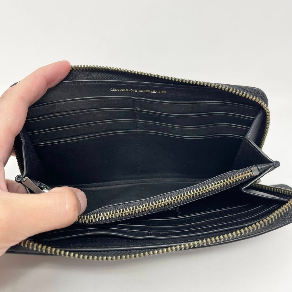 Coach Accordion Zip Wallet Black Leather Glove-Tanned 12 Card Slots 54300 - Picture 9 of 11